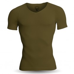 Abverkauf Strammer Max Men Kompression Shirt Breeze Deep V-Neck Oliv L