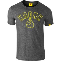 Kronk Gloves Outline Slimfit T-Shirt Heather Charcoal Yellow