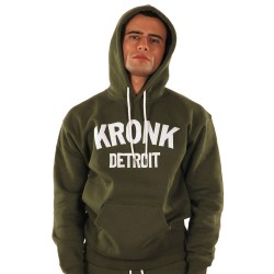 Kronk Detroit Applique Hoodie Military Green White