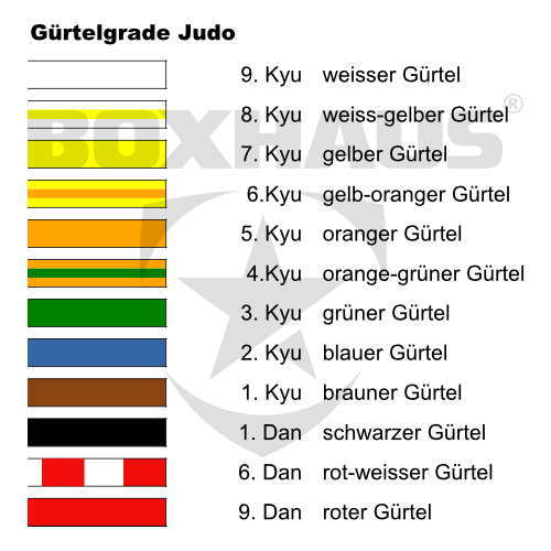 Boxhaus Infotafel Reihenfolge Judo Gürtel