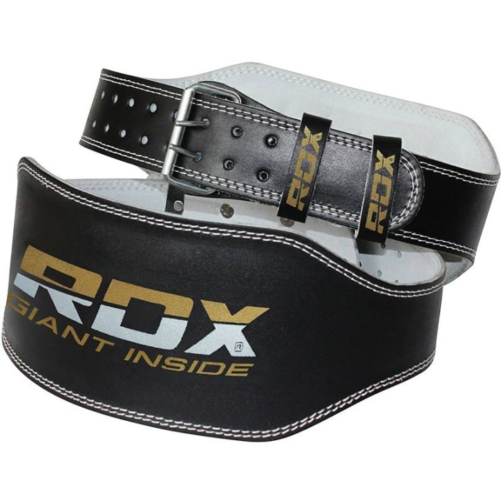 RDX Weightlifting Belt Leather 6Inch Black Gold