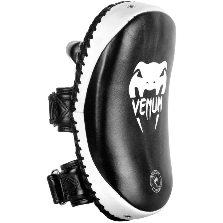 Venum Kick Pads Black White Leather