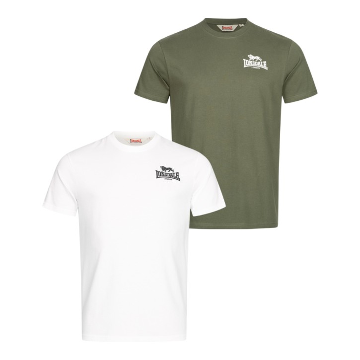 Lonsdale Blairmore T-Shirt 2 Pack Green White