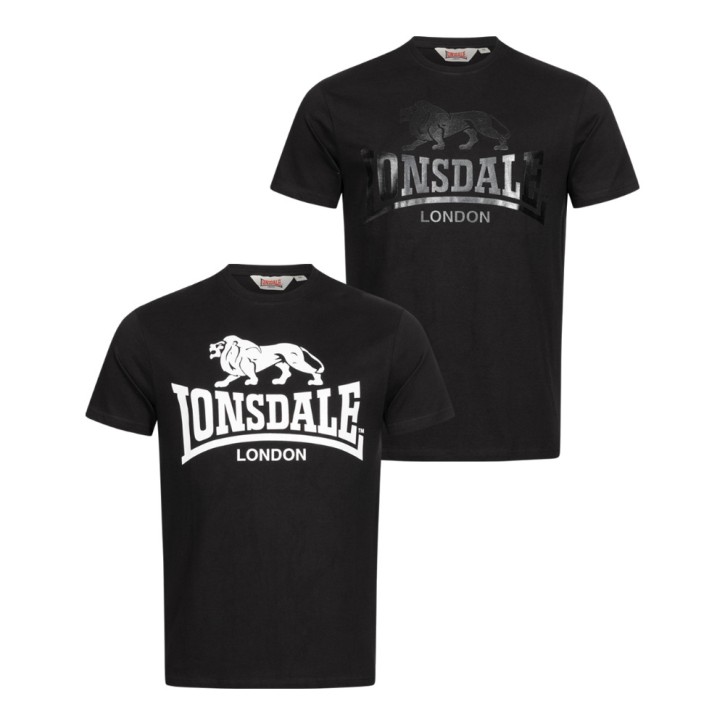 Lonsdale Kelso T-Shirt 2er Pack Schwarz