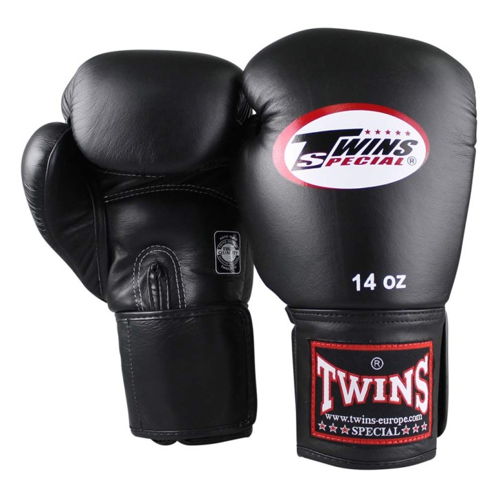Twins BGVF Boxing Gloves Short Velcro Leather Black