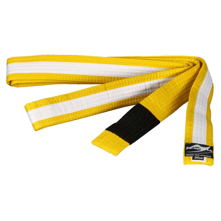 Ju-Sports BJJ children's belt yellow white stripes