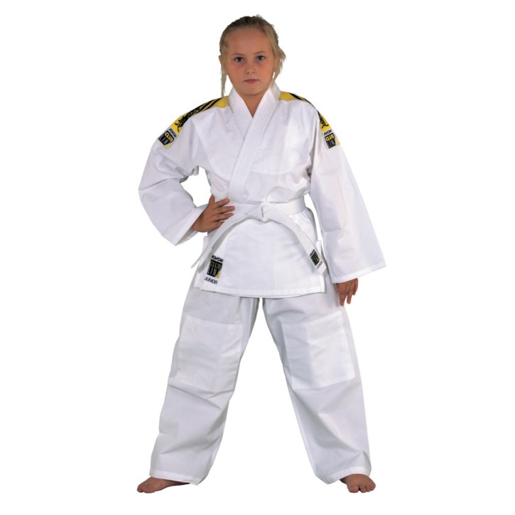 Kwon Junior Judo Uniform White With shoulder stripes