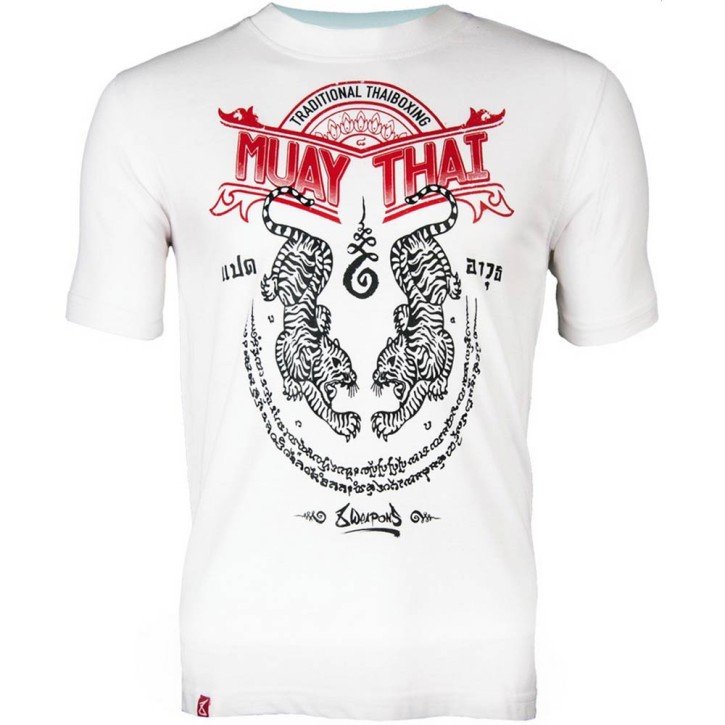 Sale 8Weapons Sak Yant Tigers T-Shirt White