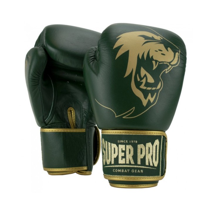 Super Pro Warrior SE Boxing Gloves Leather Green Gold