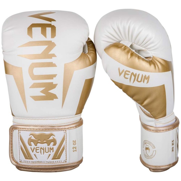 Venum Elite Boxing Gloves White Gold