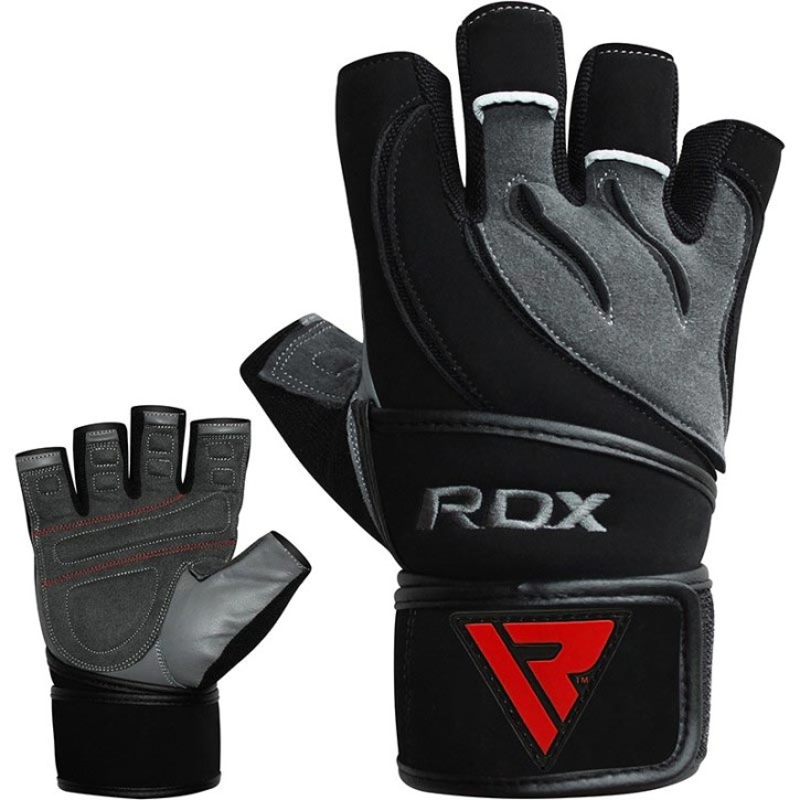 RDX Gym Glove Leather Gray Black