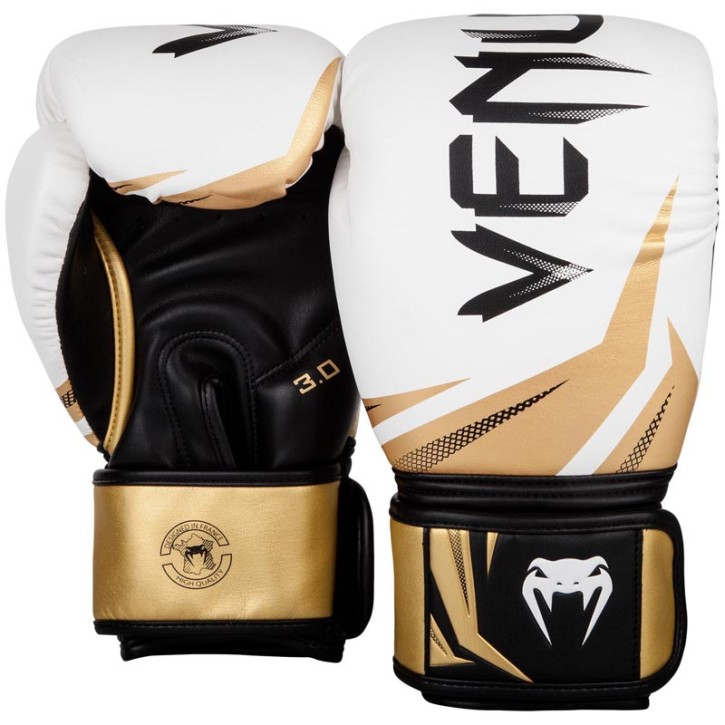 Venum Challenger 3.0 Boxing Gloves White Black Gold