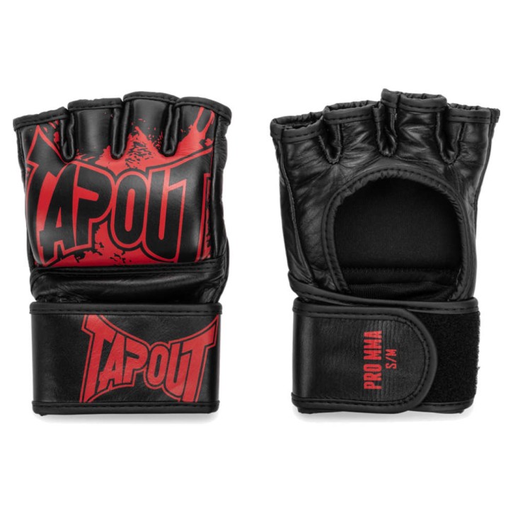 TapOut Pro MMA Handschuhe Leder Schwarz Rot