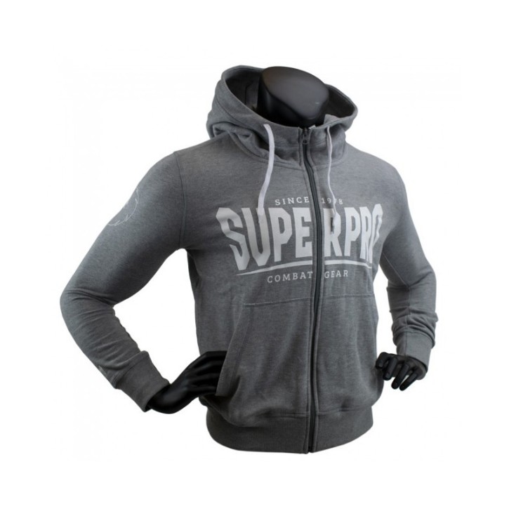 Super Pro S.P. Logo Zip Hoody Grey White