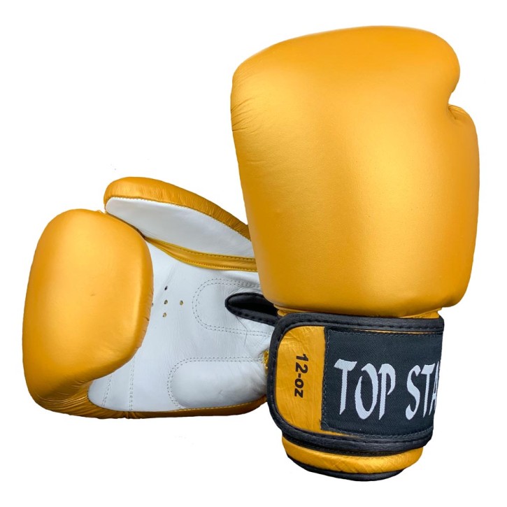 Tiger Boxing Gloves Leather Gold White