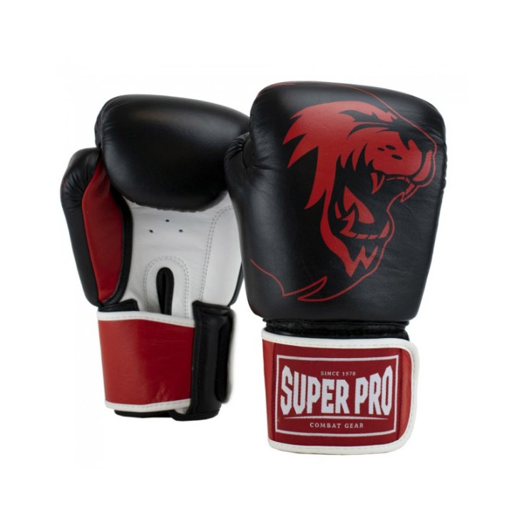 Super Pro Warrior SE Boxing Gloves Leather Black Red White