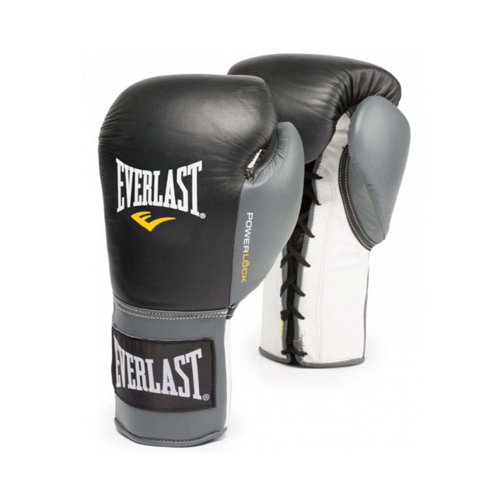 Everlast Powerlock Fight Gloves Laced 10 Oz XL Black Grey 2270