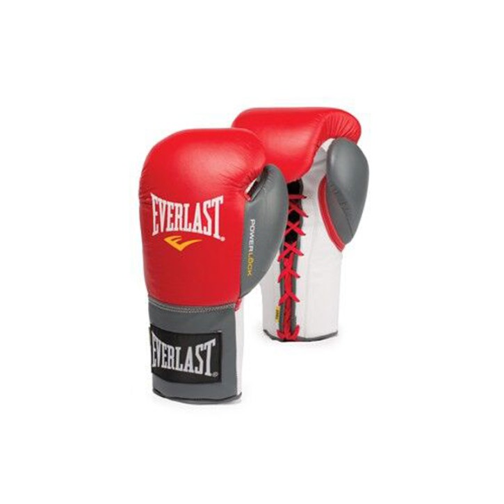 Sale Everlast Powerlock Fight Gloves Laced Red Gray 2270