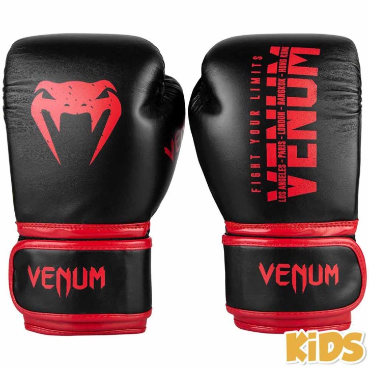 Venum Signature Kids Boxing Gloves Black Red