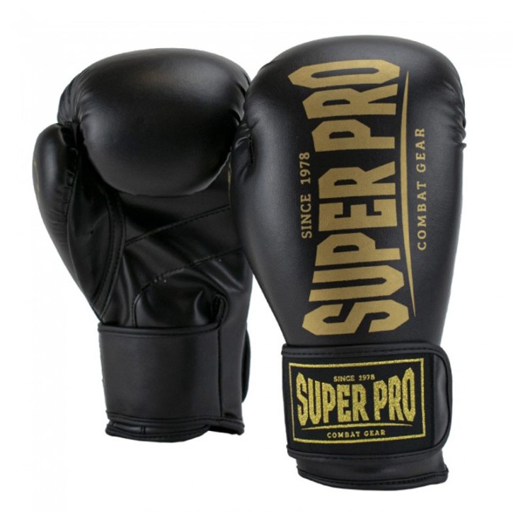 Super Pro Champ Kick Boxing Gloves Black Gold Kids