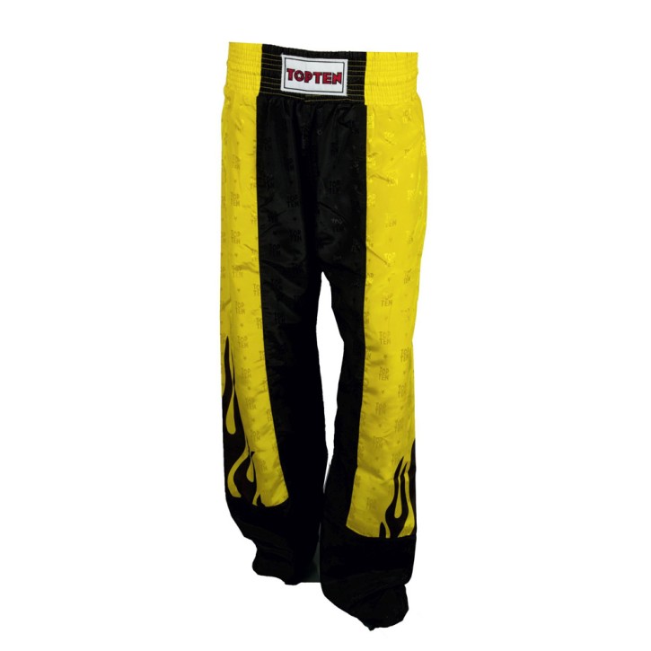 Top Ten Flame Kickboxhose Black Yellow
