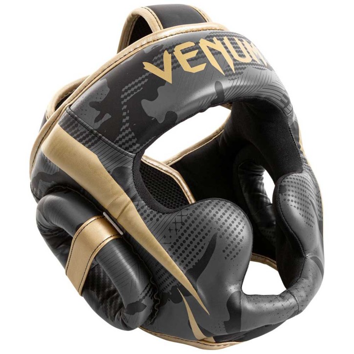 Venum Elite Headguard Dark Camo Gold