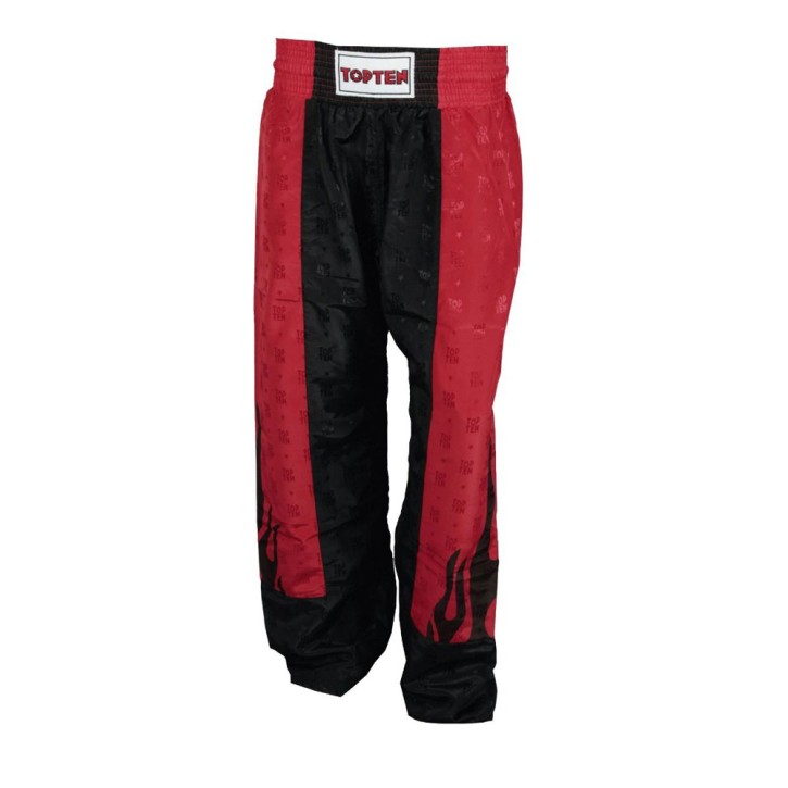Top Ten Flame Kickboxing Pants Black Red