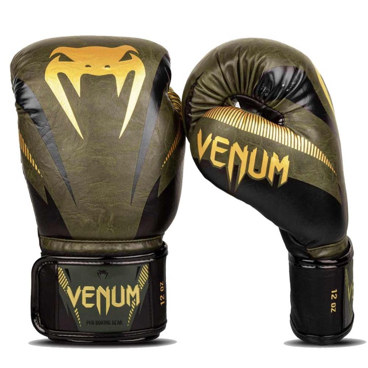 Venum Impact Boxing Gloves Khaki Gold