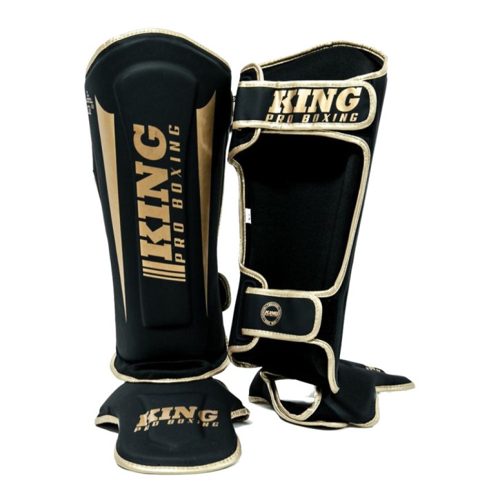 King Pro Boxing Revo 6 Shin Pads Black Gold