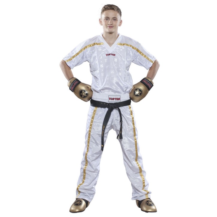 Top Ten Kickboxing Jacket Mesh T-Shirt White Gold