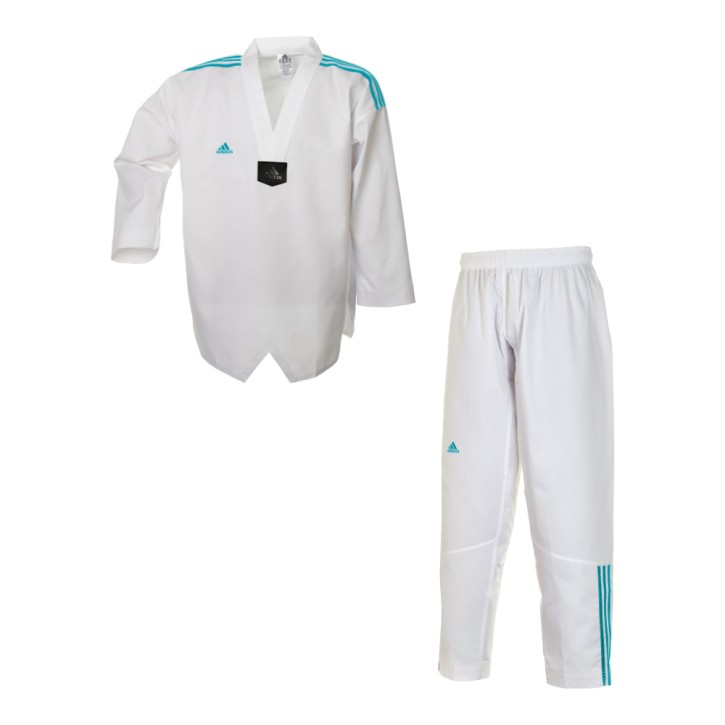 Adidas Taekwondo Uniform Adi Club Lapel White Blue Stripes