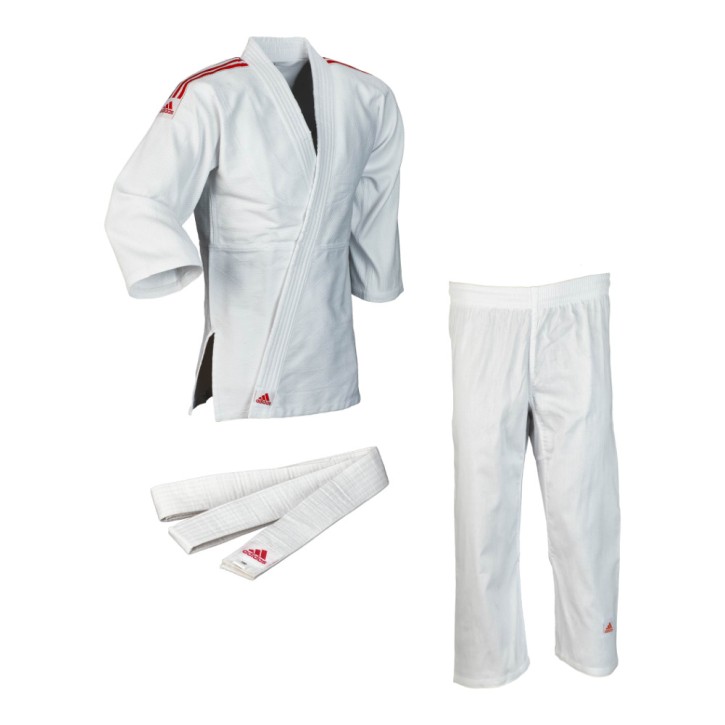 Adidas Club Judo Uniform White Red Stripes J350