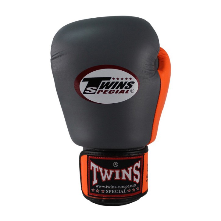Twins BGVL 3 Boxing Gloves Grey Orange Leather