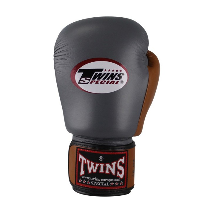 Twins BGVL 3 Boxing Gloves Grey Retro Brown Leather