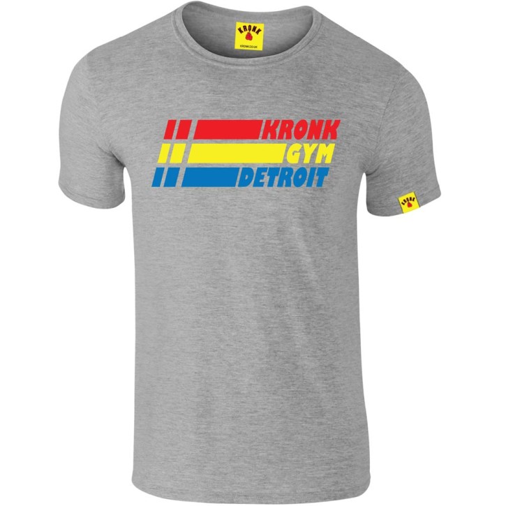 Kronk Gym Detroit Signature Stripe T-Shirt Slimfit Grey Melange