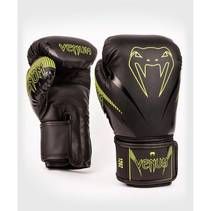 Venum Impact Boxing Gloves Black Neo Yellow