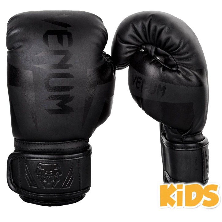 Venum Elite Boxing Gloves Kids Matte Black