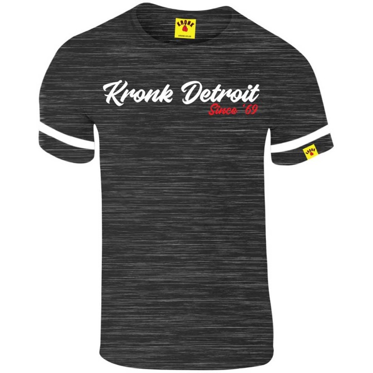 Kronk Detroit Since 69 Retro Varsity T-Shirt Slimfit Black Slub