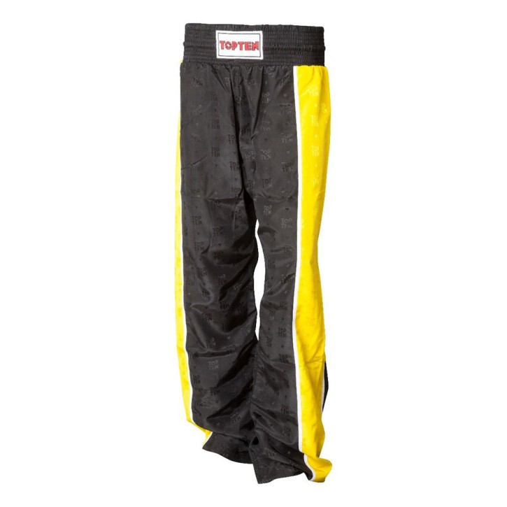 Top Ten Stripes Kickboxing Pants Black Yellow