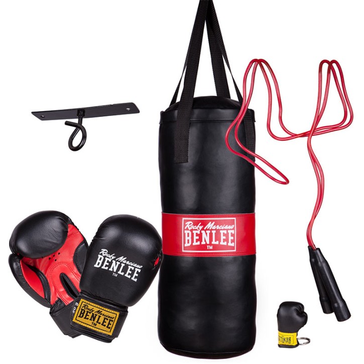 Benlee Punchy Boxing Bag and Gloves Set Black