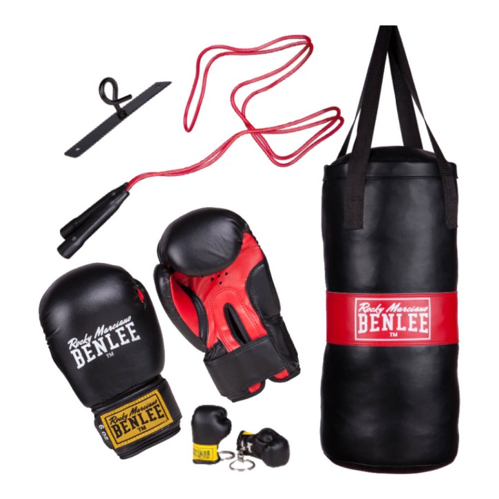 Benlee Punchy Boxing Bag and Gloves Set Red