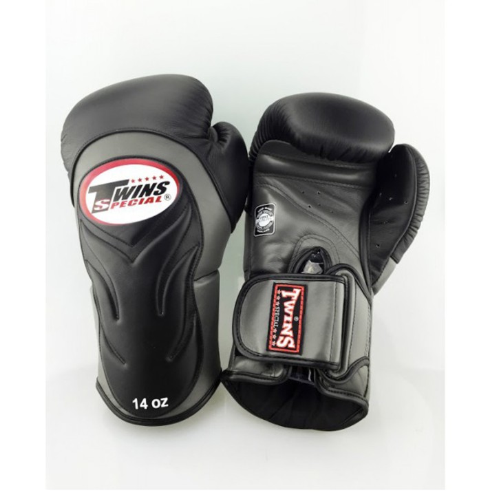 Twins BGVL 6 Boxing Gloves Black Grey Leather