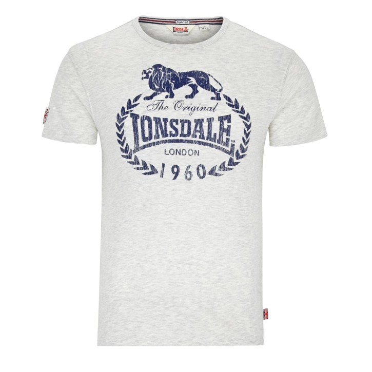 Sale Lonsdale Ollie Men's Regular Fit T-Shirt Marl Stone