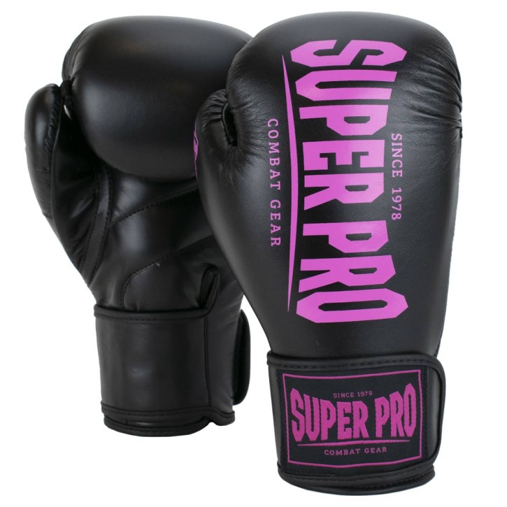 Super Pro Champ Boxing Gloves Black Pink Kids
