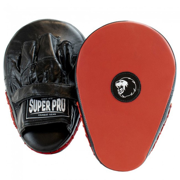 Super Pro Flat Hook and Jab Leather Black Red