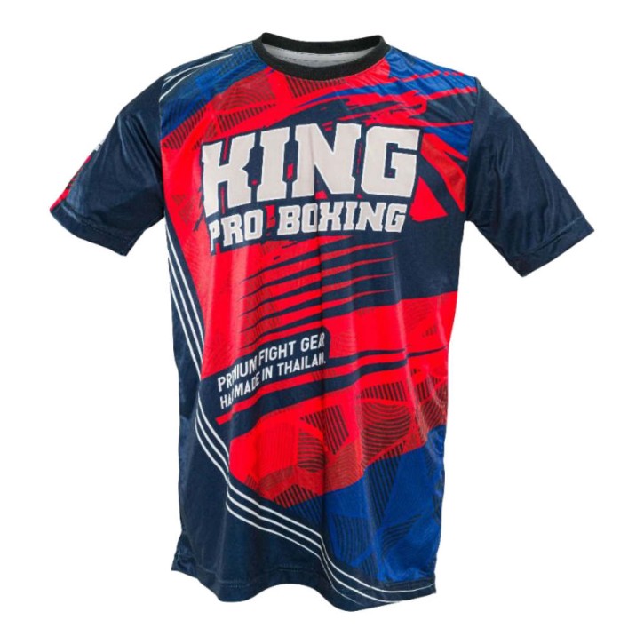 King Pro Boxing Flag Sport T-Shirt Blau Rot