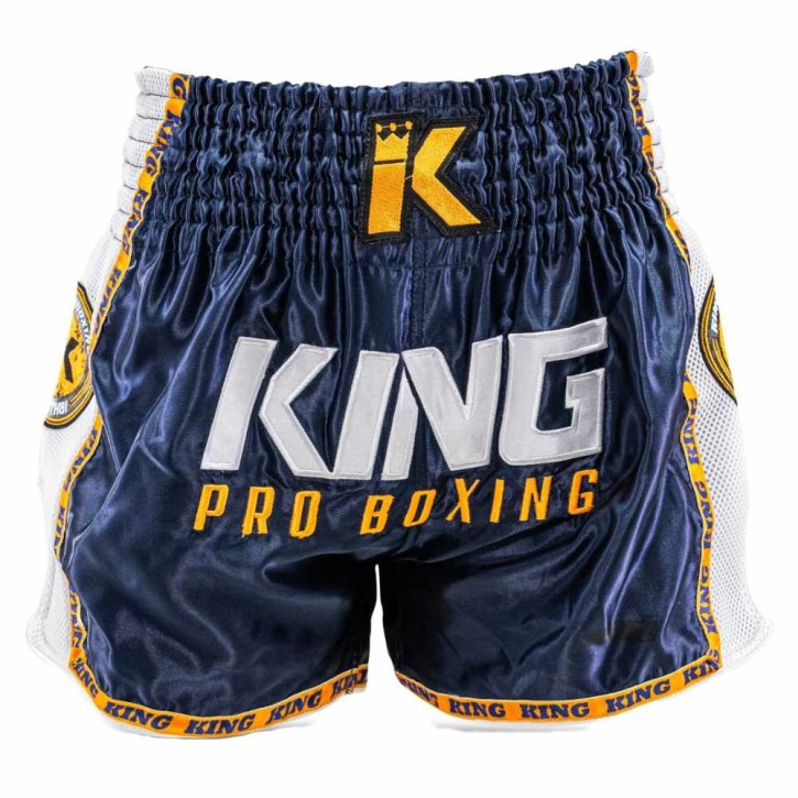 King Pro Boxing Neon Muay Thai Shorts Navy Orange