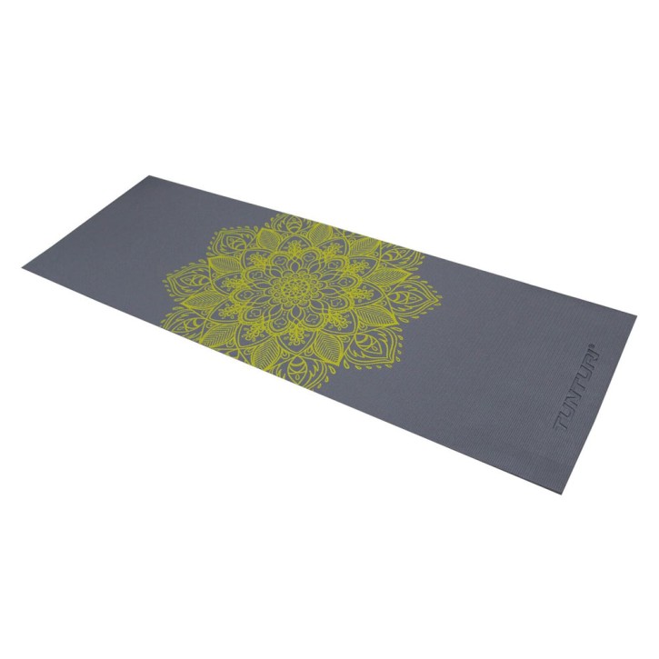 Tunturi PVC yoga mat 4mm anthracite with print