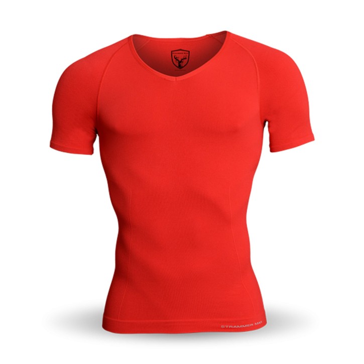 Tight Max Men Compression Shirt Breeze Deep VNeck Light Red
