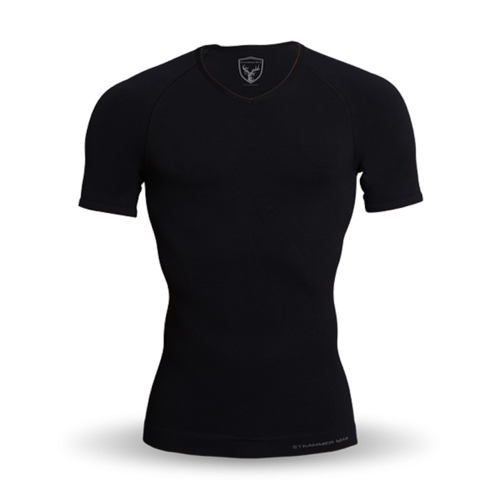 Tight Max Men Compression Shirt VNeck Black